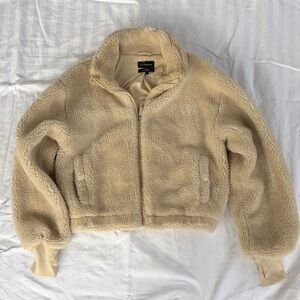 Carbon38 Beige Teddy Sherpa Zip Jacket